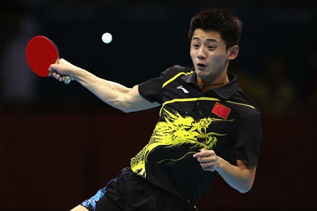 Zhang Jike playing ping pong